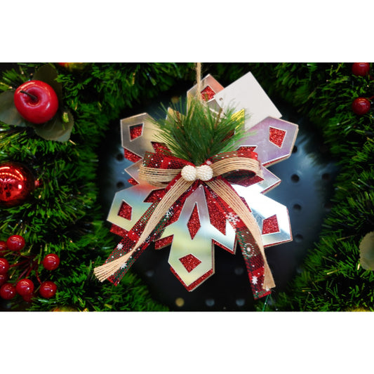 Ornament brad, Flippy, Fulg de nea, Argintiu, Lucios, 14*15CM, Acril, Interior/ Exterior-1