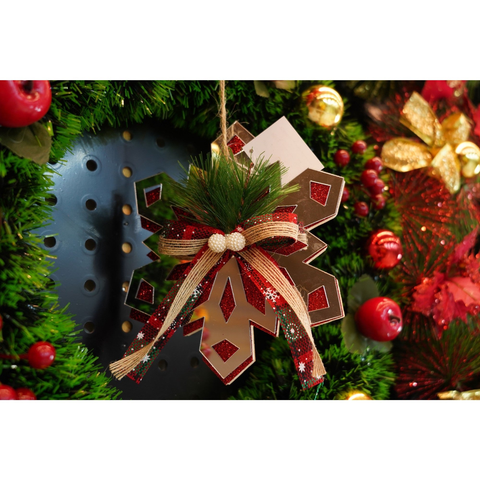Ornament brad, Flippy, Fulg de nea, Argintiu, Lucios, 14*15CM, Acril, Interior/ Exterior-2