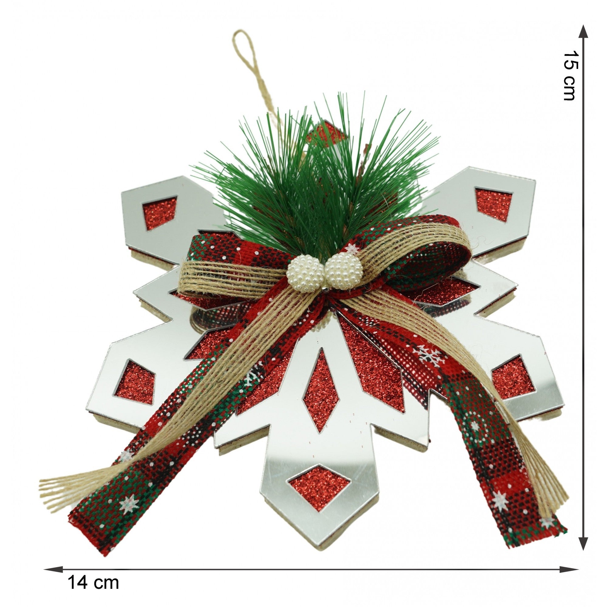 Ornament brad, Flippy, Fulg de nea, Argintiu, Lucios, 14*15CM, Acril, Interior/ Exterior-5