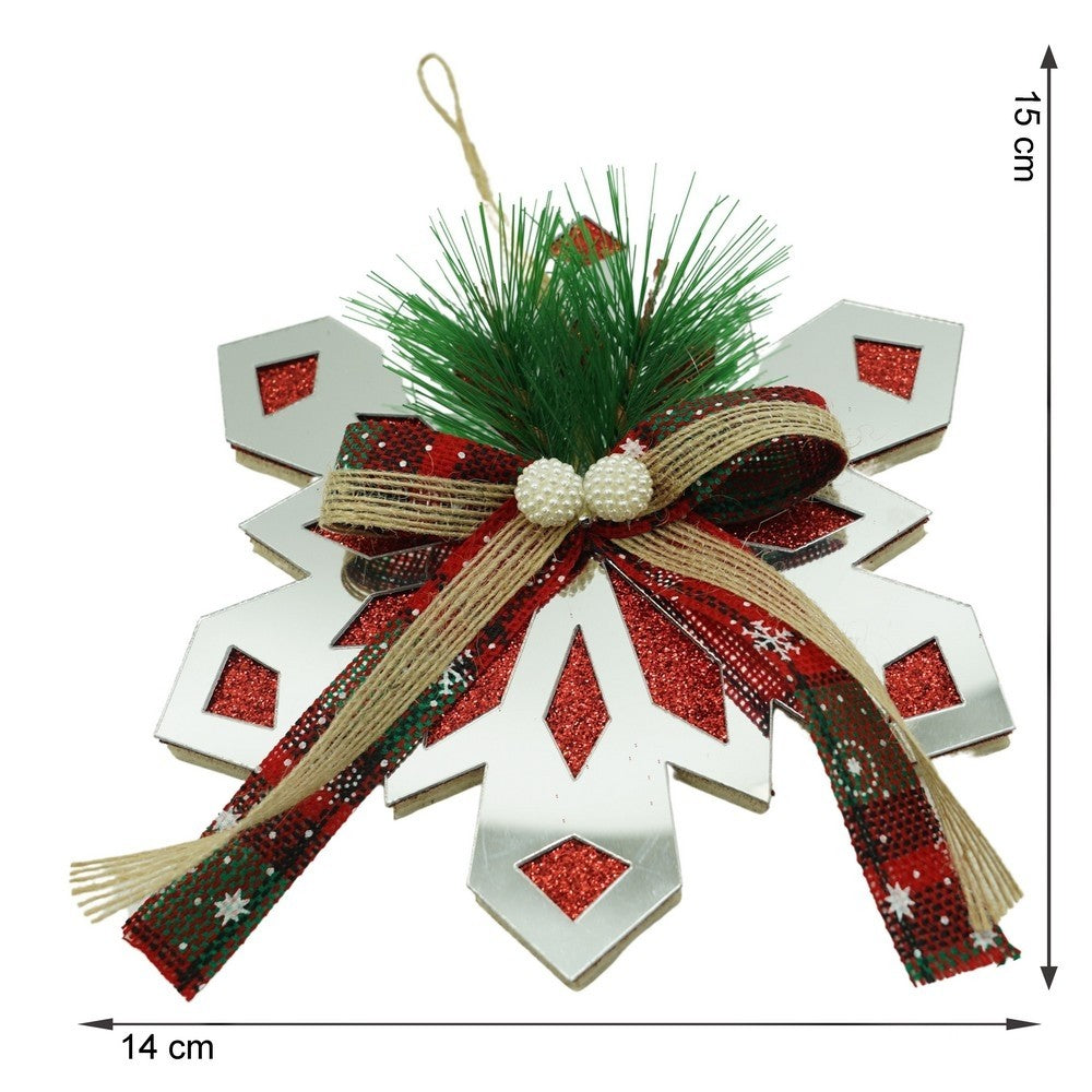 Ornament brad, Flippy, Fulg de nea, Argintiu, Lucios, 14*15CM, Acril, Interior/ Exterior-10