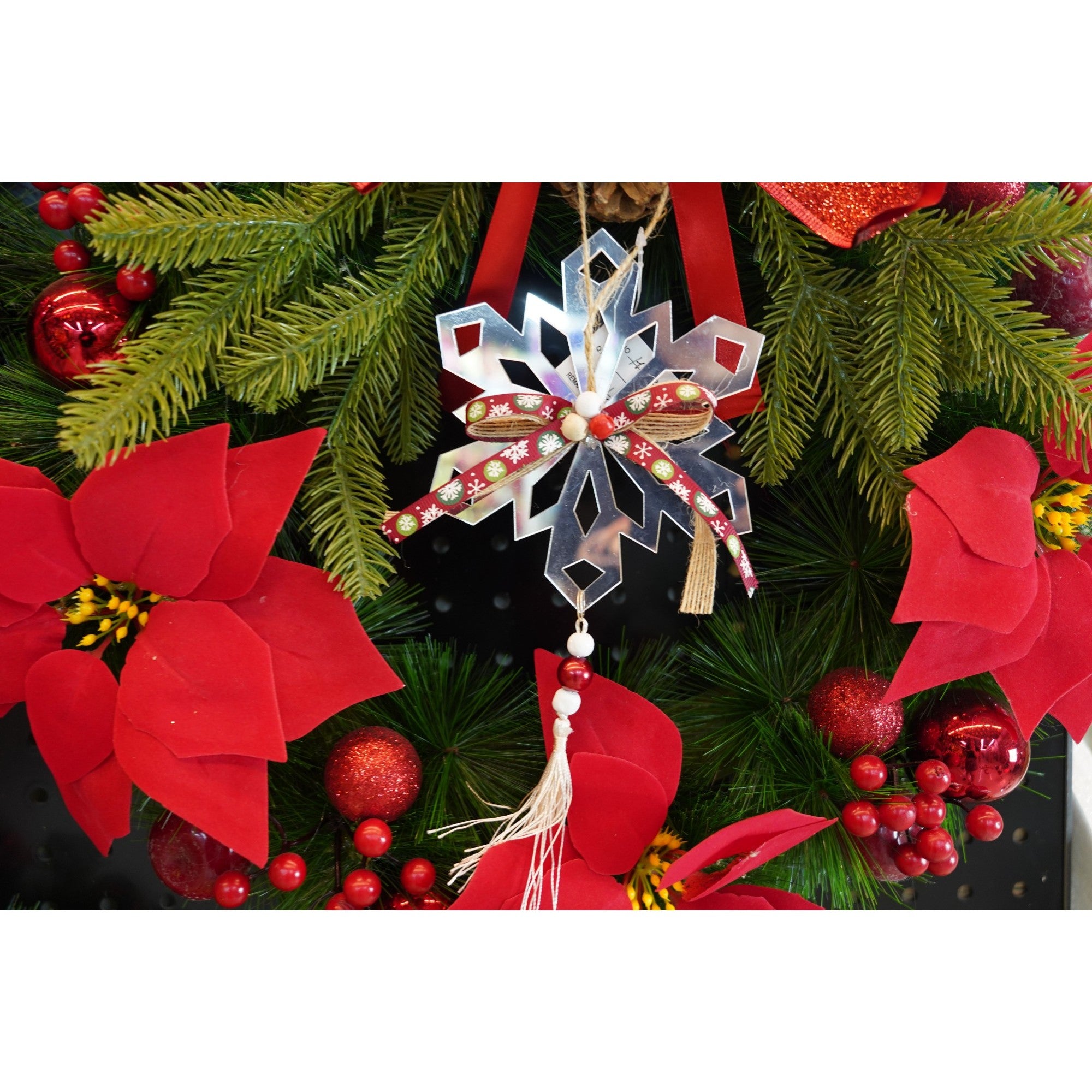 Ornament brad, Flippy, Fulg de nea, Argintiu, Lucios, 14*26CM, Acril, Interior/ Exterior-1