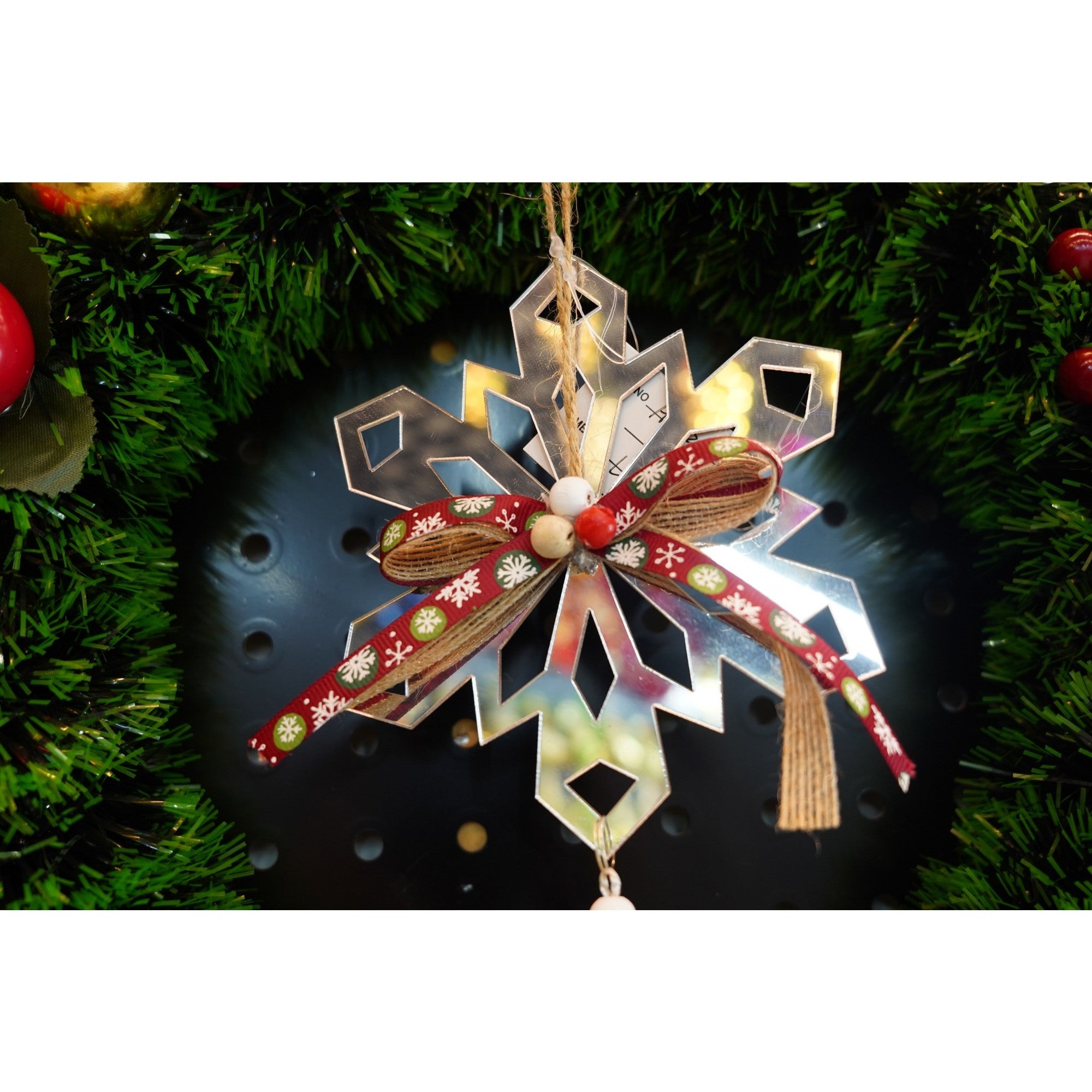 Ornament brad, Flippy, Fulg de nea, Argintiu, Lucios, 14*26CM, Acril, Interior/ Exterior-2