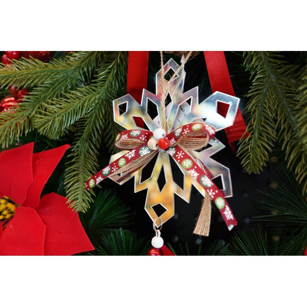 Ornament brad, Flippy, Fulg de nea, Argintiu, Lucios, 14*26CM, Acril, Interior/ Exterior-8