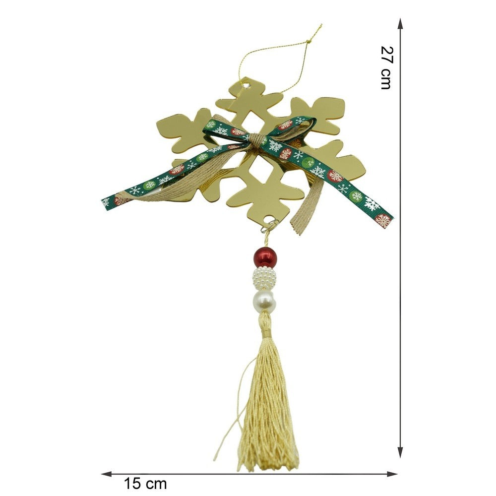 Ornament brad, Flippy, Fulg de nea, Auriu, Lucios, 15*27CM, Acril, Interior/ Exterior-10