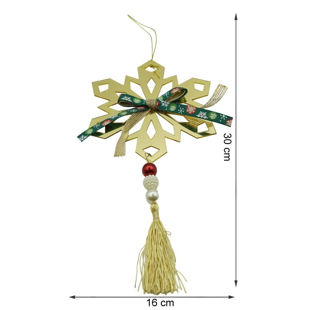 Ornament brad, Flippy, Fulg de nea, Auriu, Lucios, 16*30CM, Acril, Interior/ Exterior-10
