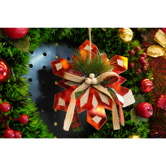 Ornament brad, Flippy, Fulg de nea, Rosu, Lucios, 15*15CM, Acril, Interior/ Exterior-1