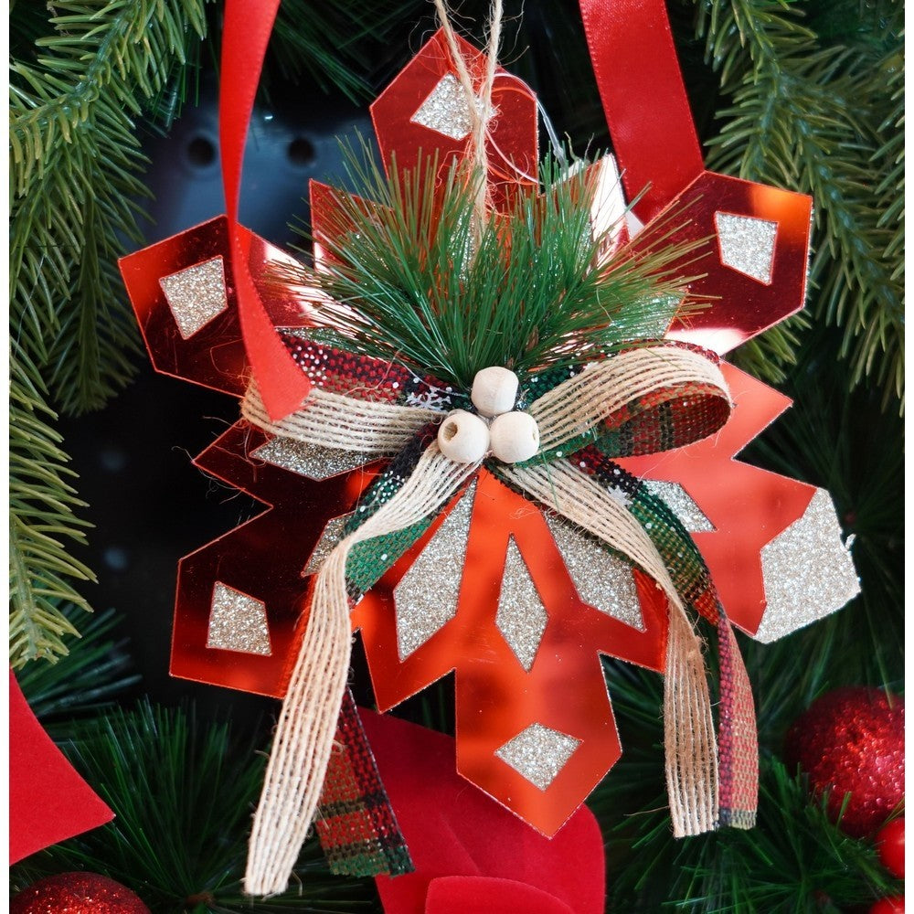 Ornament brad, Flippy, Fulg de nea, Rosu, Lucios, 15*15CM, Acril, Interior/ Exterior-8