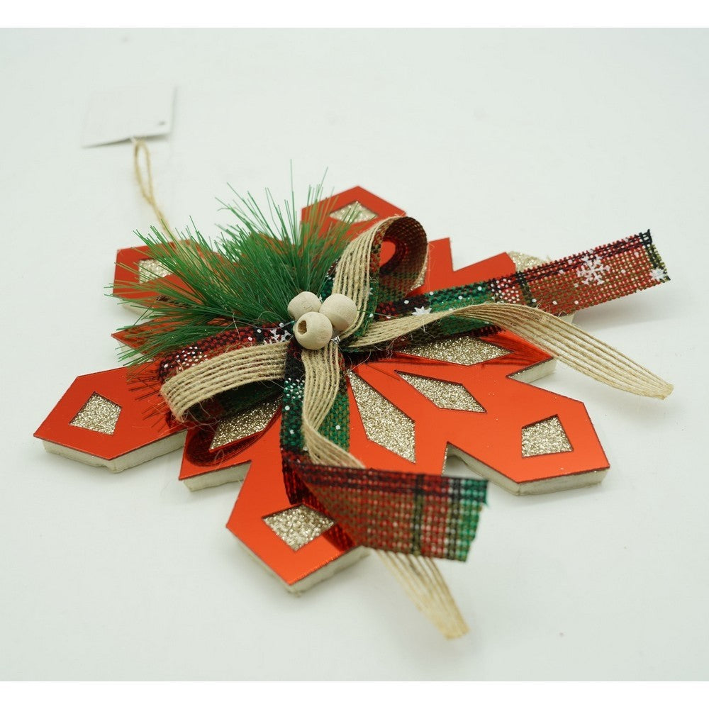 Ornament brad, Flippy, Fulg de nea, Rosu, Lucios, 15*15CM, Acril, Interior/ Exterior-9