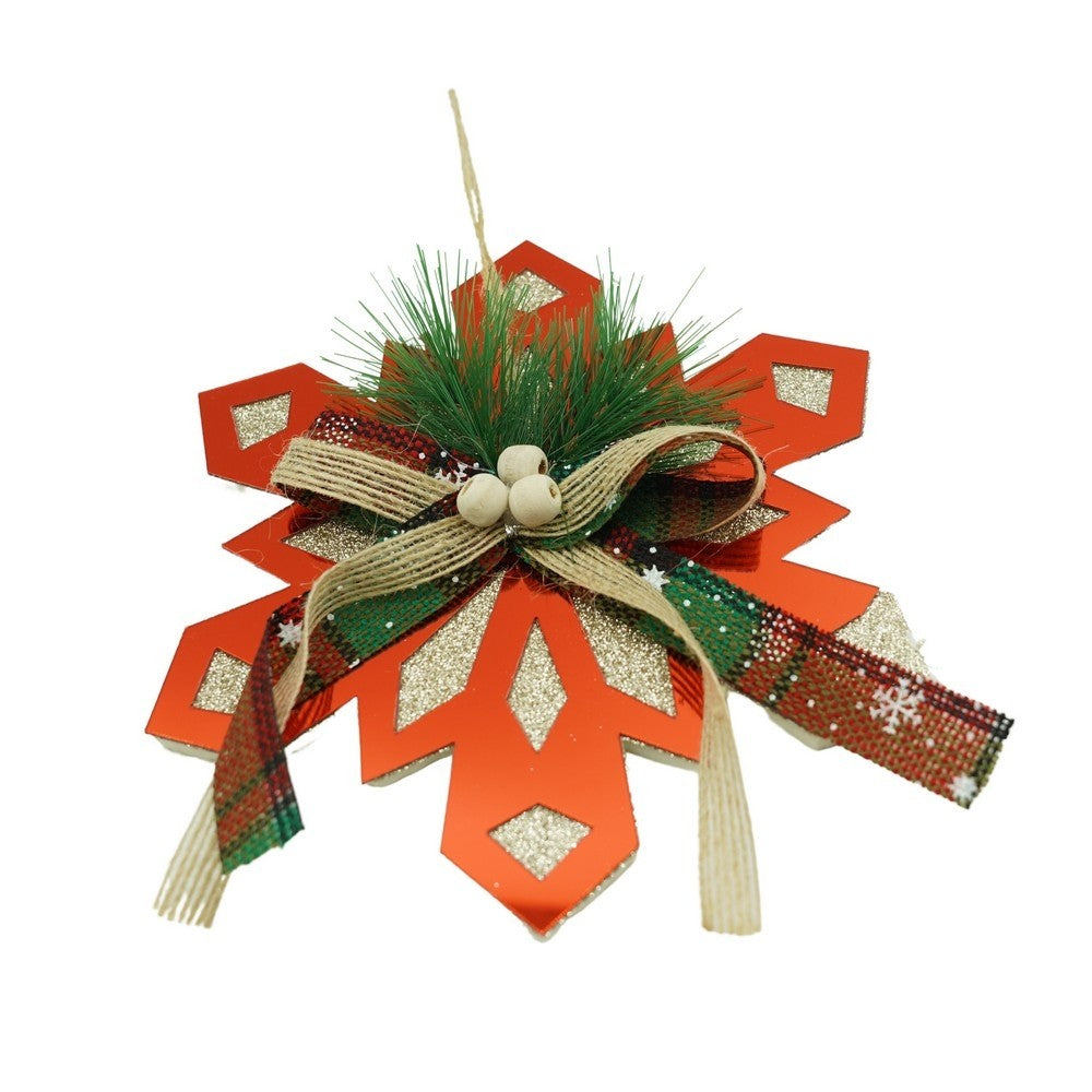 Ornament brad, Flippy, Fulg de nea, Rosu, Lucios, 15*15CM, Acril, Interior/ Exterior-0