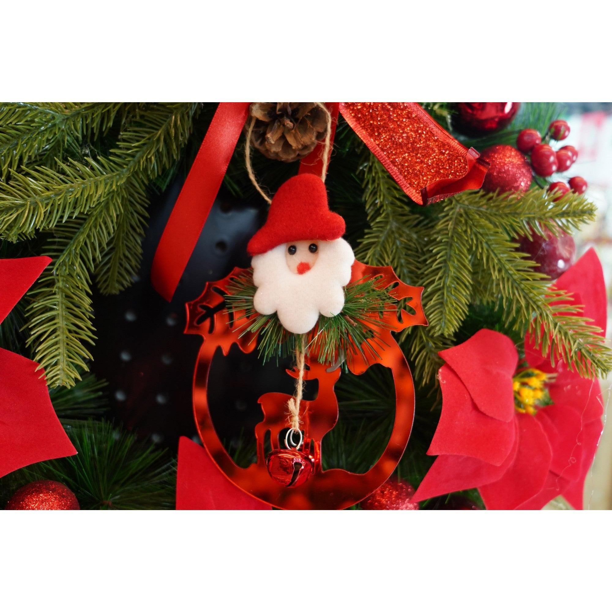 Ornament brad, Flippy, Ren cu clopotei, Rosu, Lucios, 15*20CM, Acril, Interior/ Exterior-3