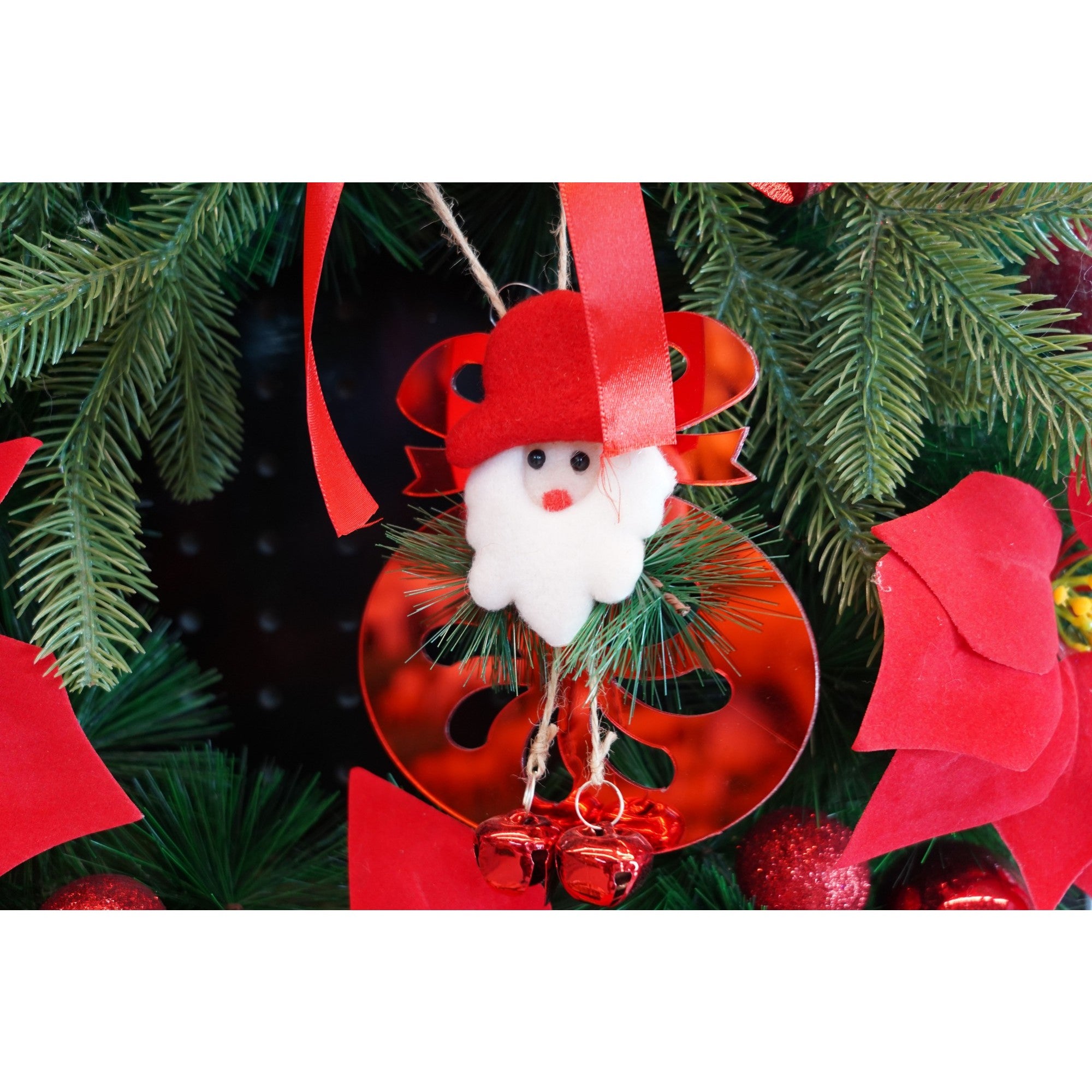 Ornament brad, Flippy, Rotund cu clopotei, Rosu, Lucios, 15*20CM, Acril, Interior/ Exterior-3