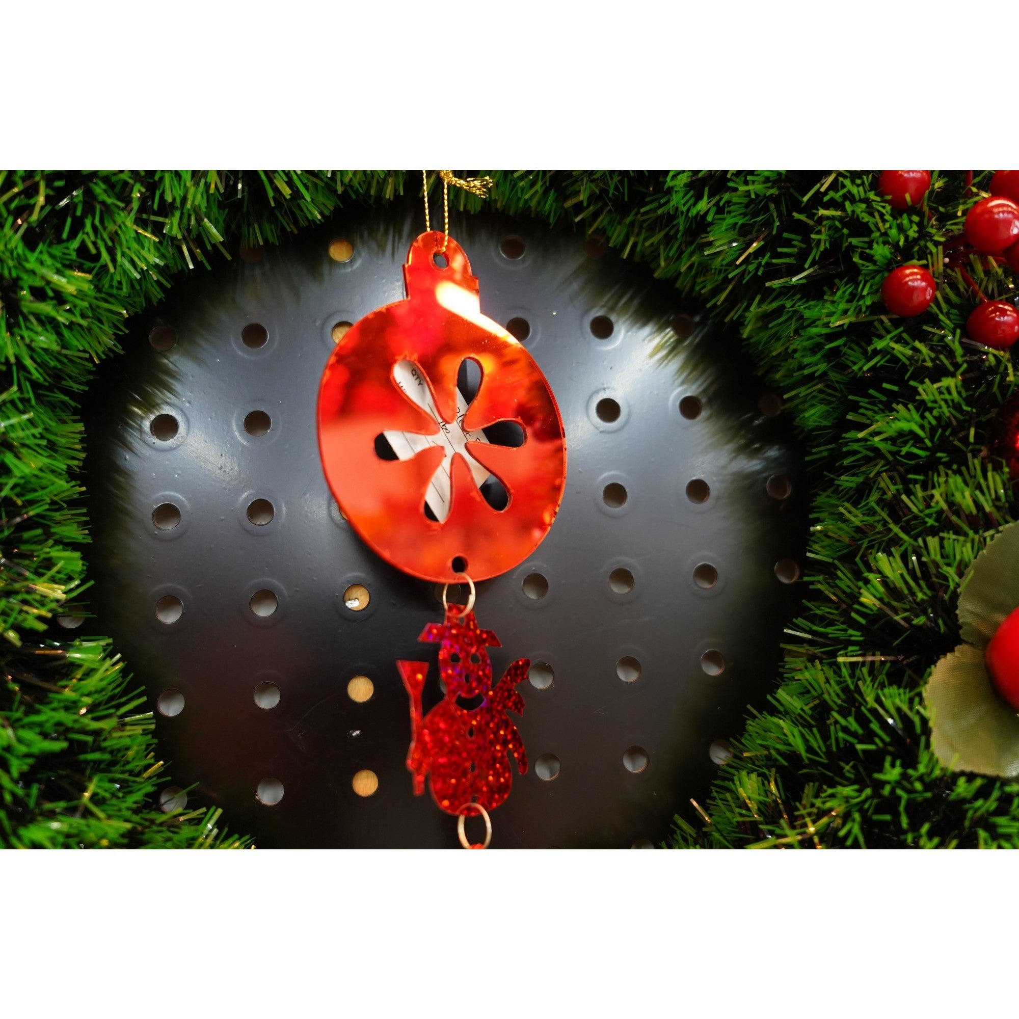 Ornament brad, Flippy, Rotund, Om de zapada, Rosu, Lucios, 10*28CM, Acril, Interior/ Exterior-3