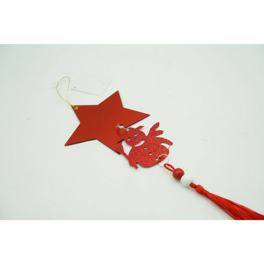Ornament brad, Flippy, Stea, Om de zapada, Rosu, Lucios, 10*28CM, Acril, Interior/ Exterior-1
