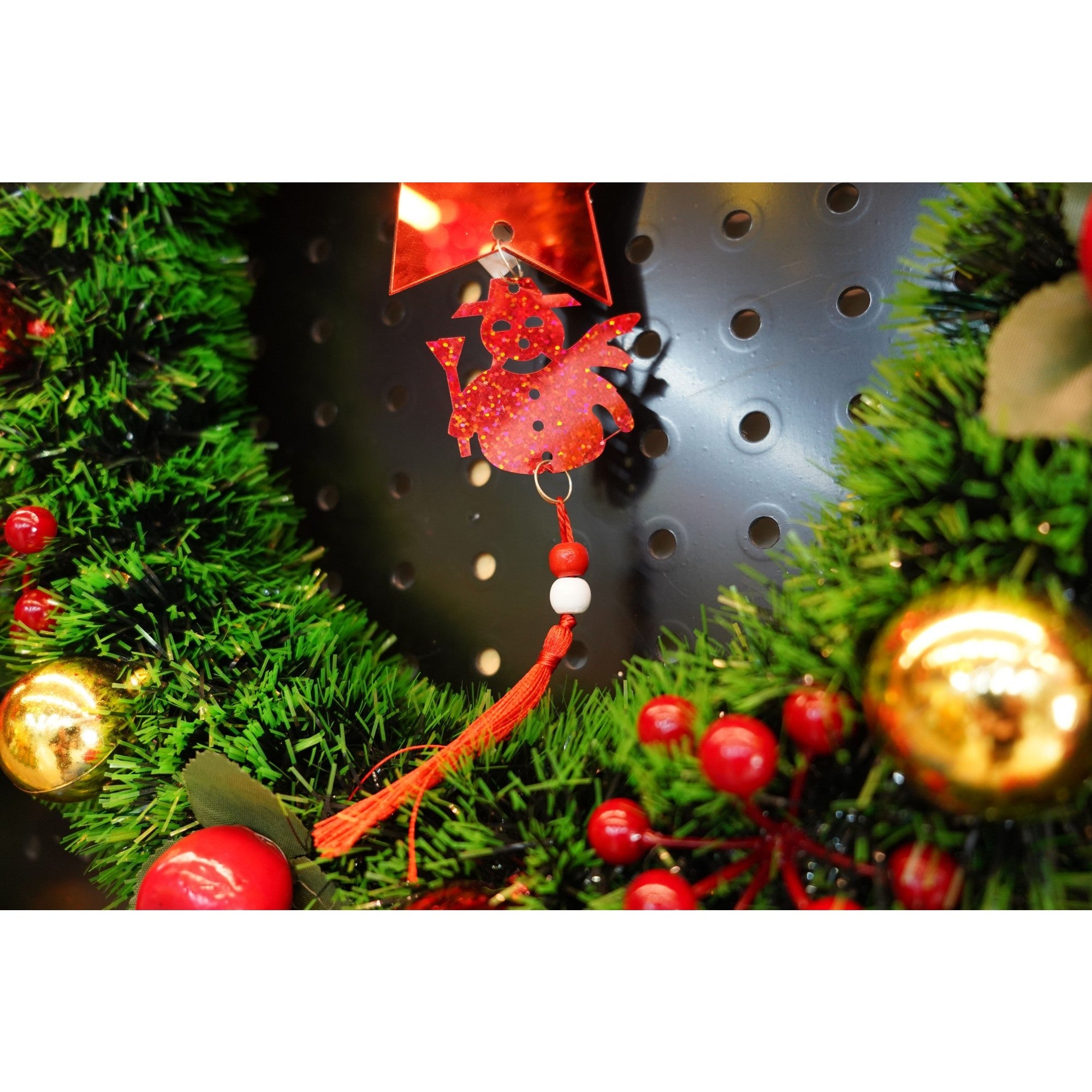 Ornament brad, Flippy, Stea, Om de zapada, Rosu, Lucios, 10*28CM, Acril, Interior/ Exterior-3