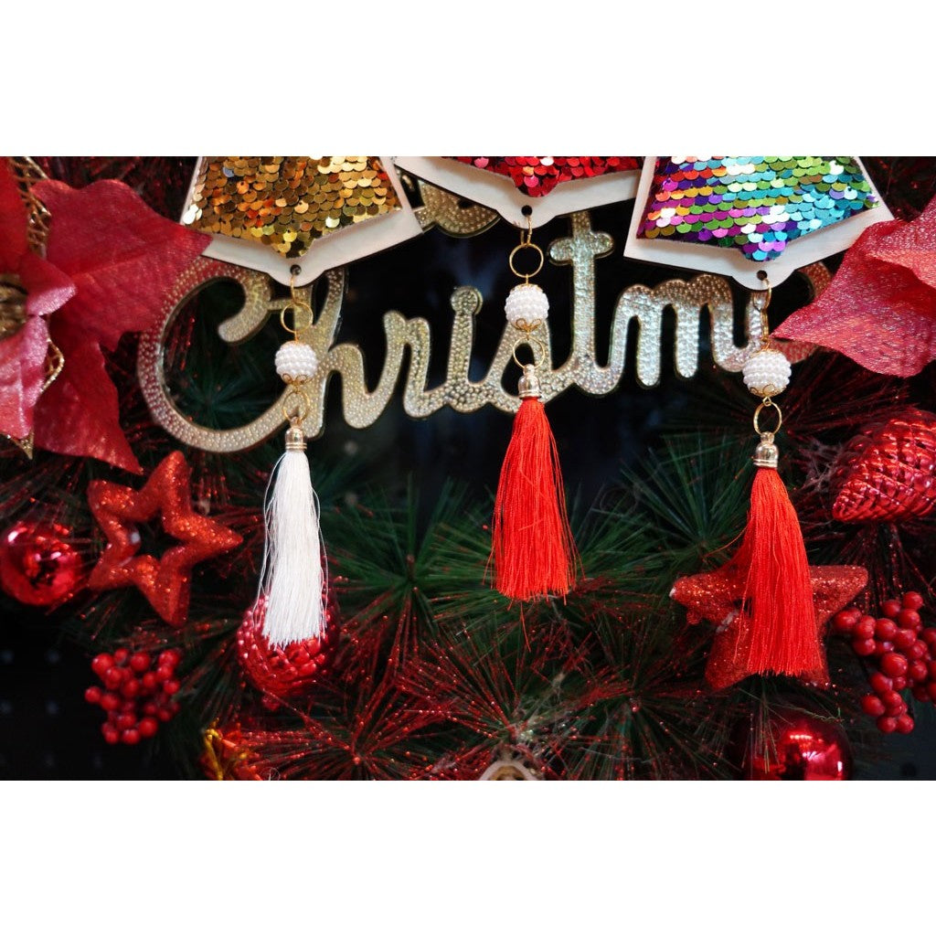 Ornament de brad clopotel cu paiete model 2, Flippy, multicolor, lemn, 36 cm-11