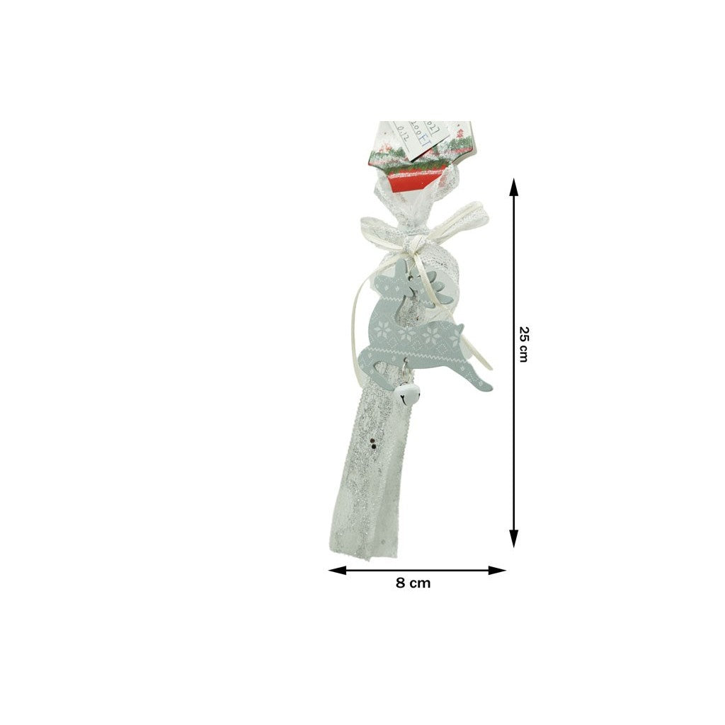 Ornament de brad craciun cerb, Flippy, gri, lemn, 25 cm-2