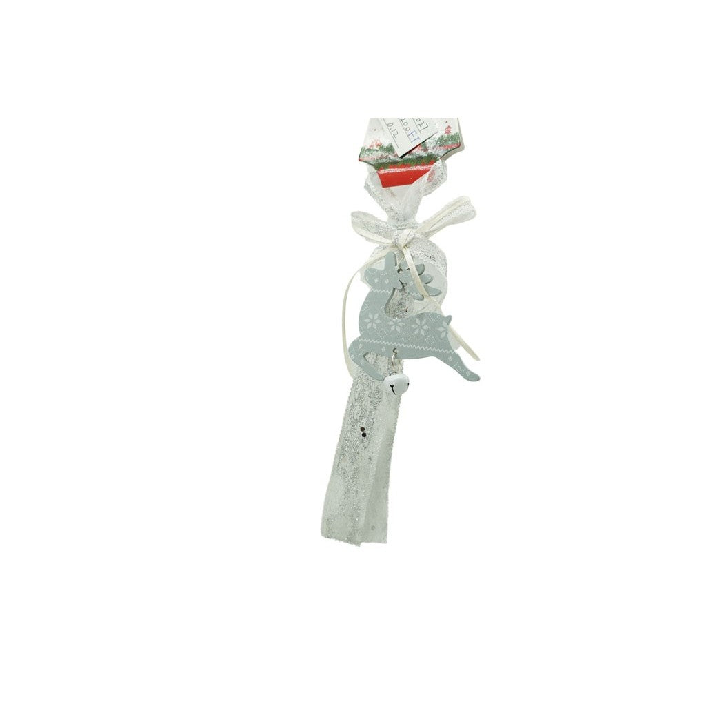 Ornament de brad craciun cerb, Flippy, gri, lemn, 25 cm-3