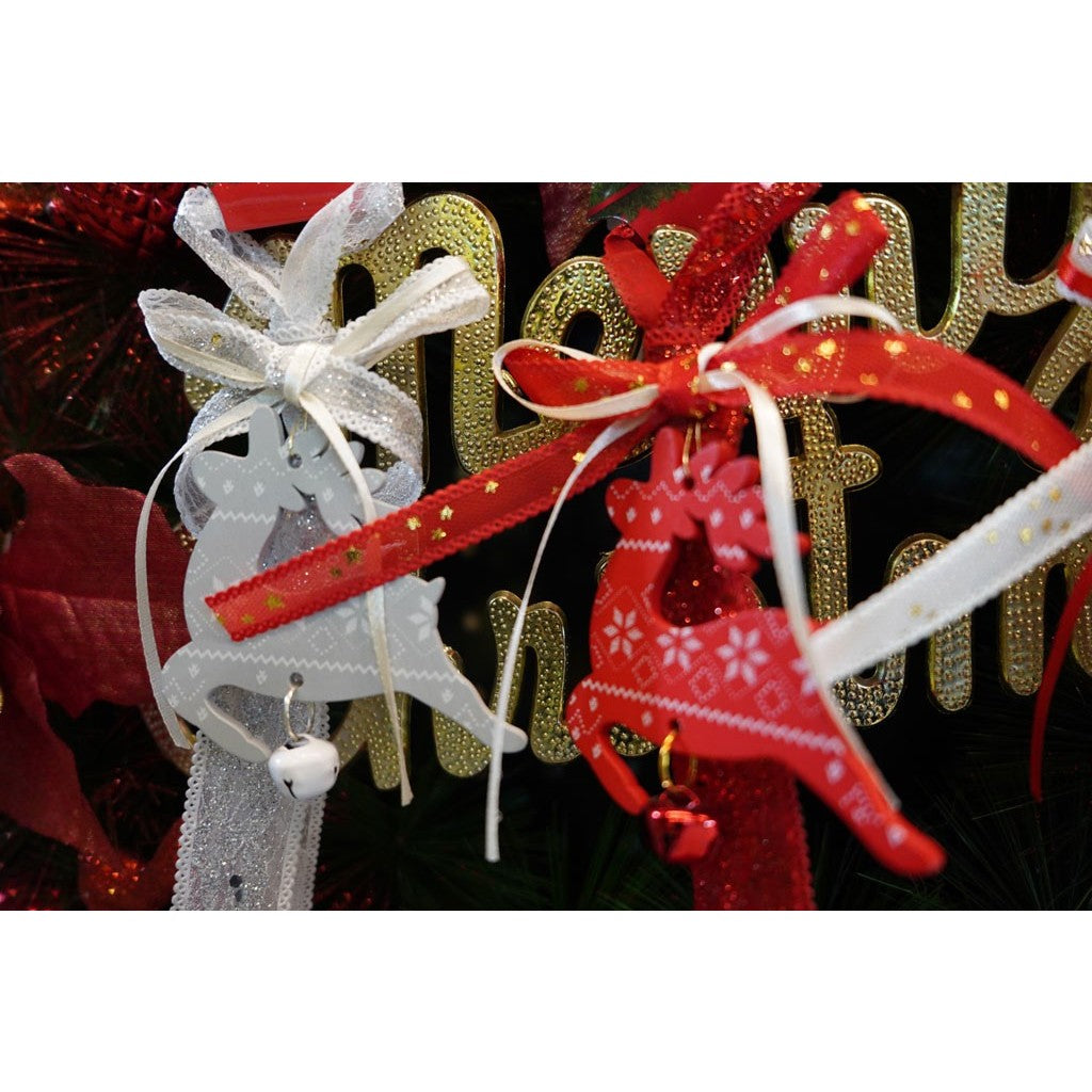 Ornament de brad craciun cerb, Flippy, rosu, lemn, 25 cm-7