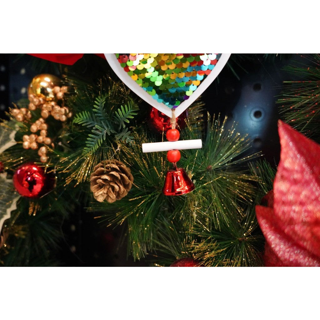 Ornament de brad inima din paiete, Flippy, multicolor, lemn, 18 cm-6