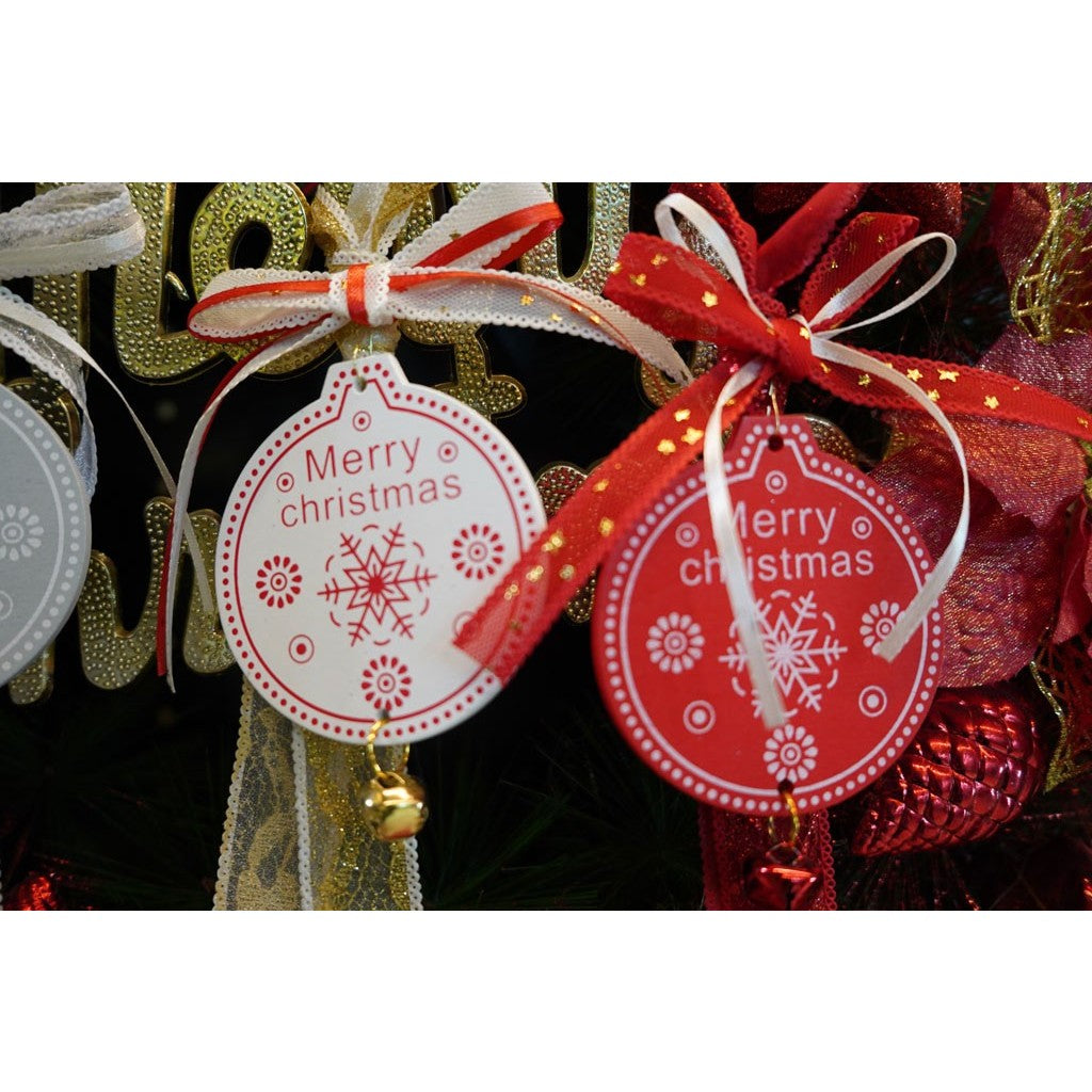 Ornament de brad medalion, Flippy, alb, lemn, 25 cm-8