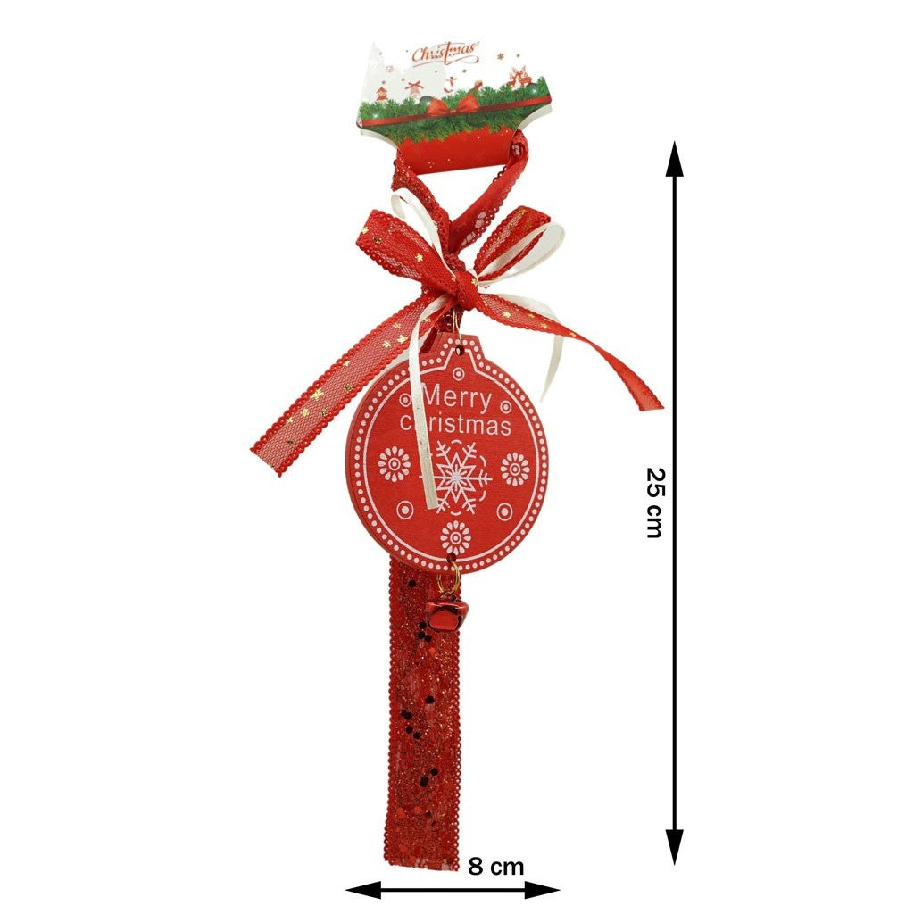 Ornament de brad medalion, Flippy, rosu, lemn, 25 cm-3