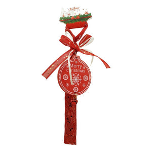 Ornament de brad medalion, Flippy, rosu, lemn, 25 cm-0