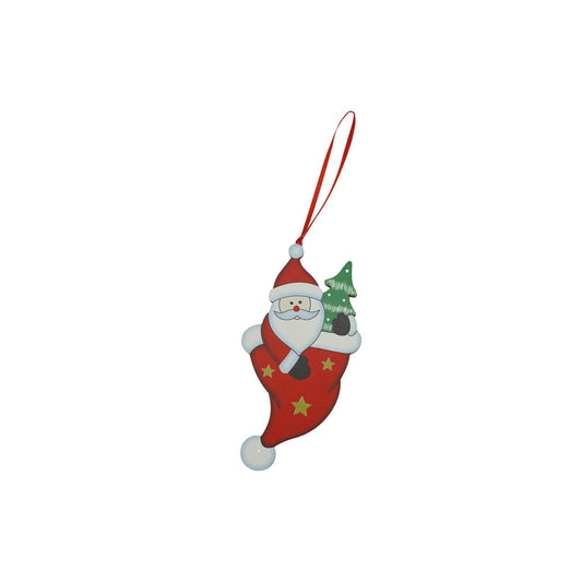 Ornament de brad Mos Craciun in caciula, Flippy, rosu, lemn, 14 cm-1