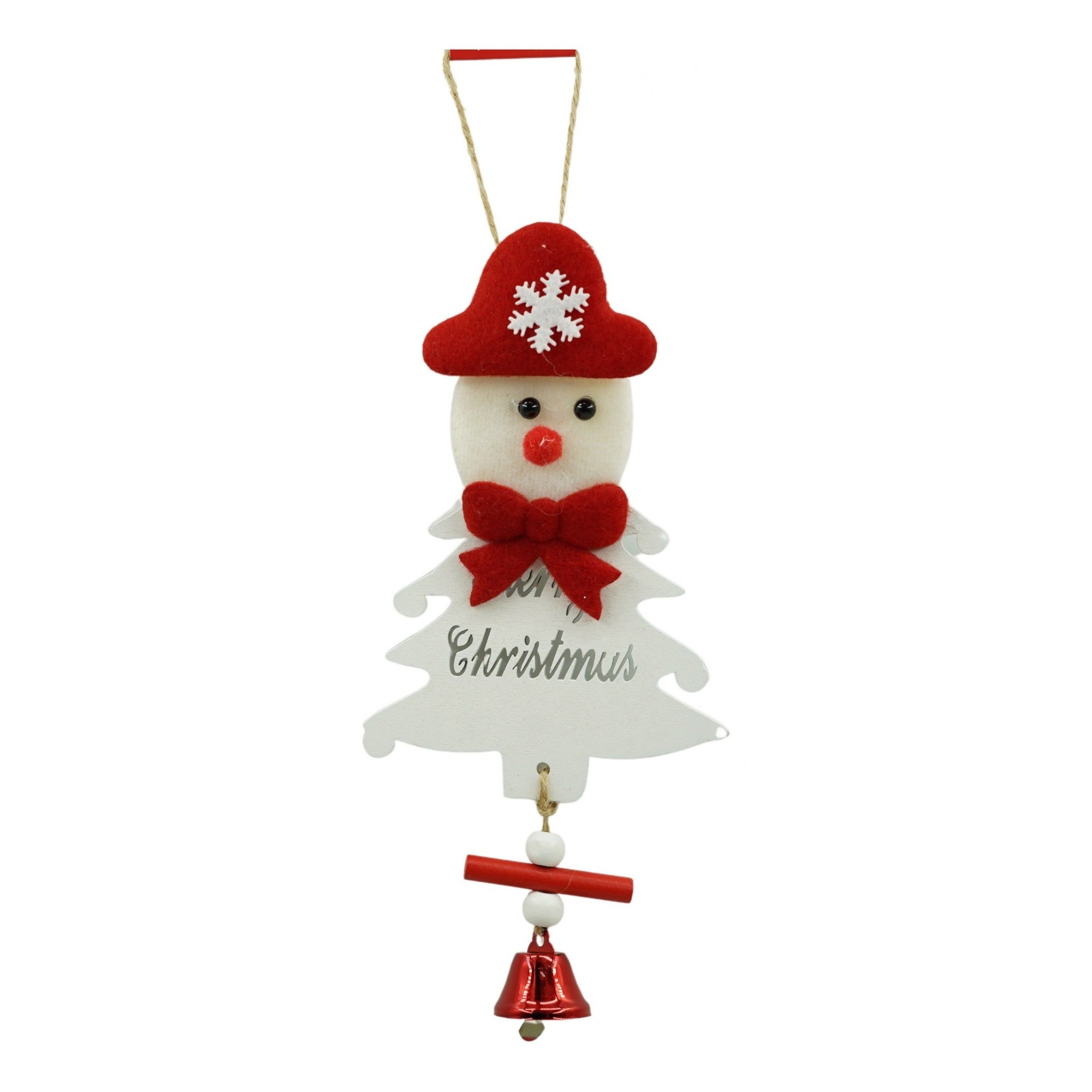 Ornament de brad om de zapada, Flippy, alb, lemn, 20 cm-0