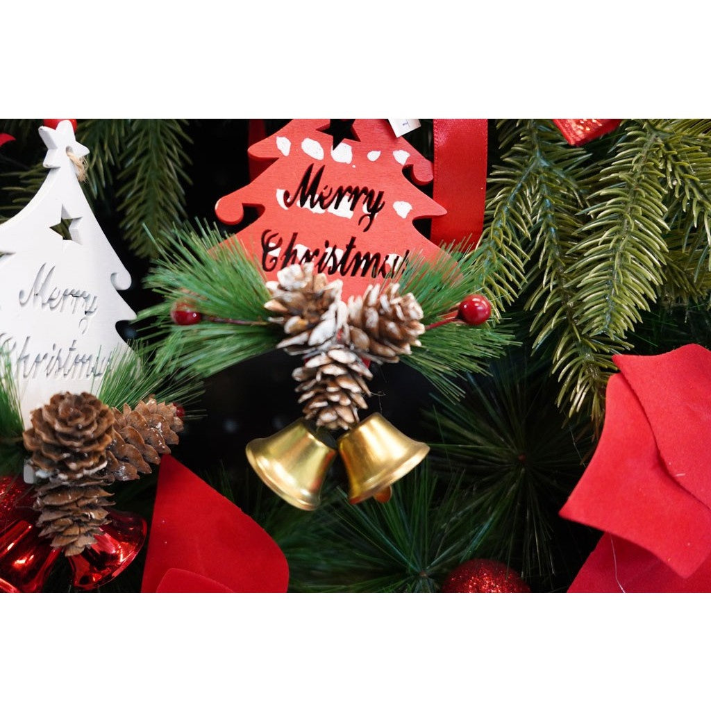 Ornament de brad pom de craciun, Flippy, rosu, lemn, 17 cm-4