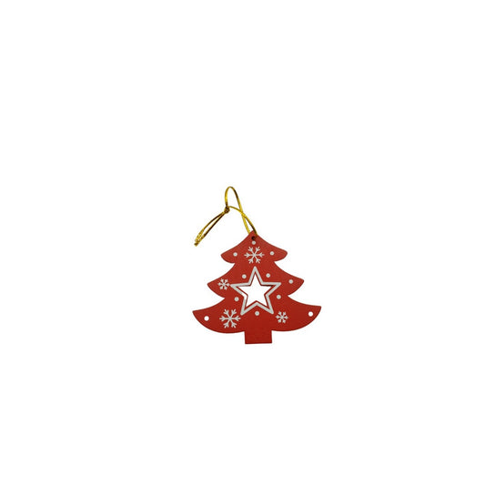 Ornament de brad pom de craciun, Flippy, rosu, lemn, 7.5 cm-1