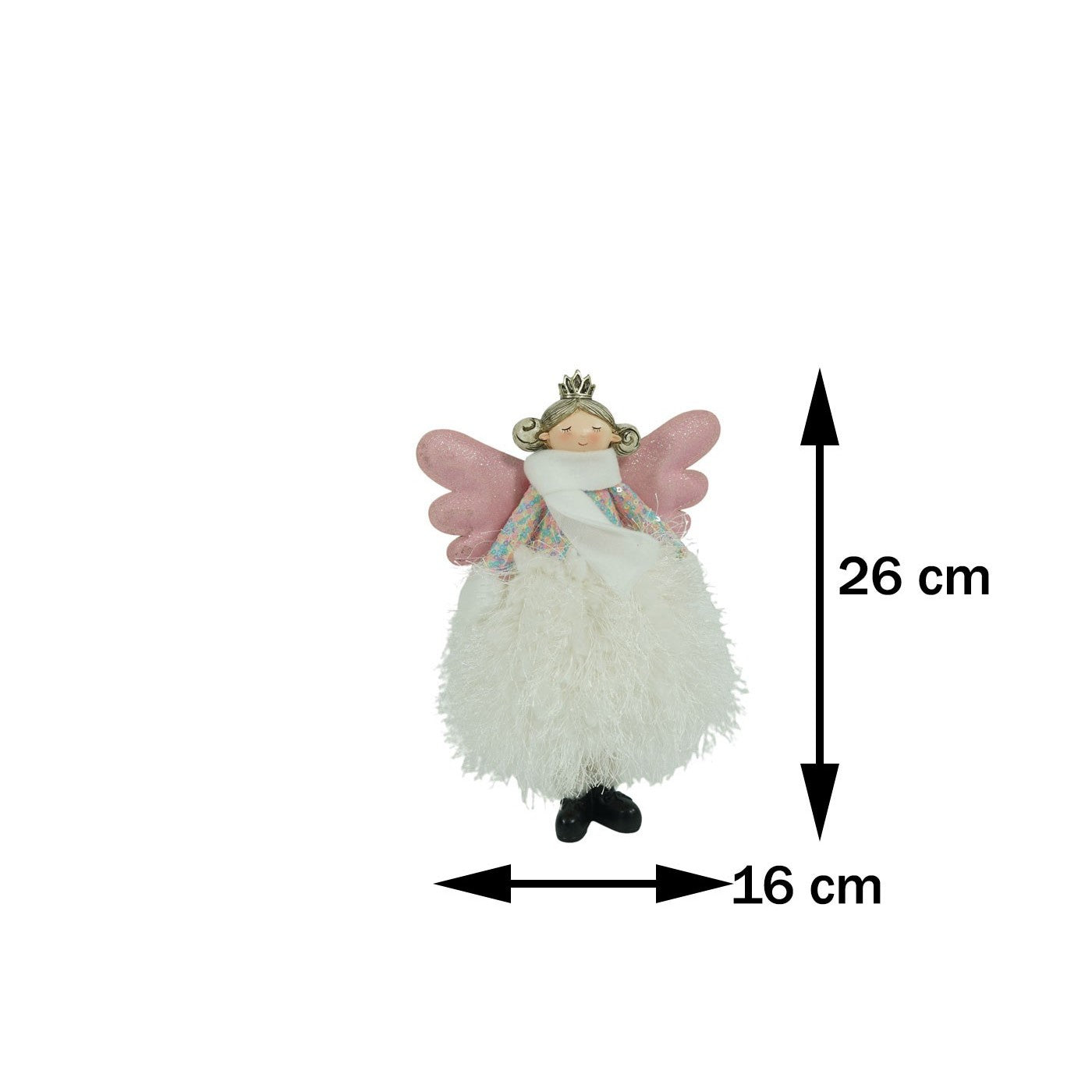 Ornament de Craciun ingeras, Flippy, alb, textil, 26 cm-15