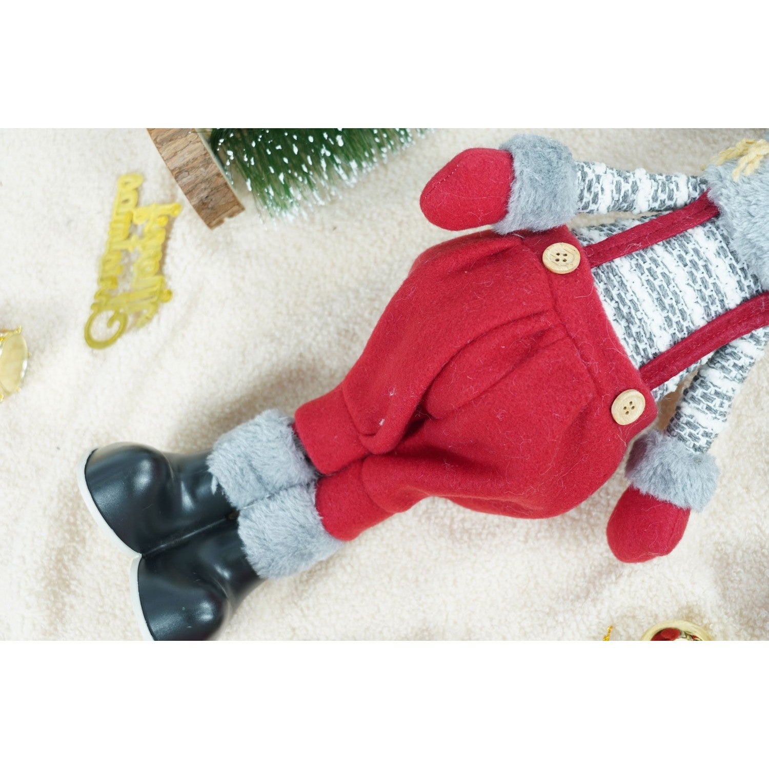 Ornament de Craciun papusa, Flippy, rosu/gri, textil, 58 cm-12