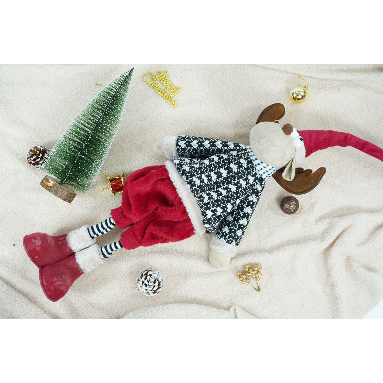 Ornament de Craciun ren, Flippy, multicolor, textil, 68 cm-3