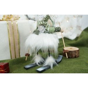 Ornament de Craciun ren pe schiuri model 2, Flippy, alb/verde, textil, 33 cm-5