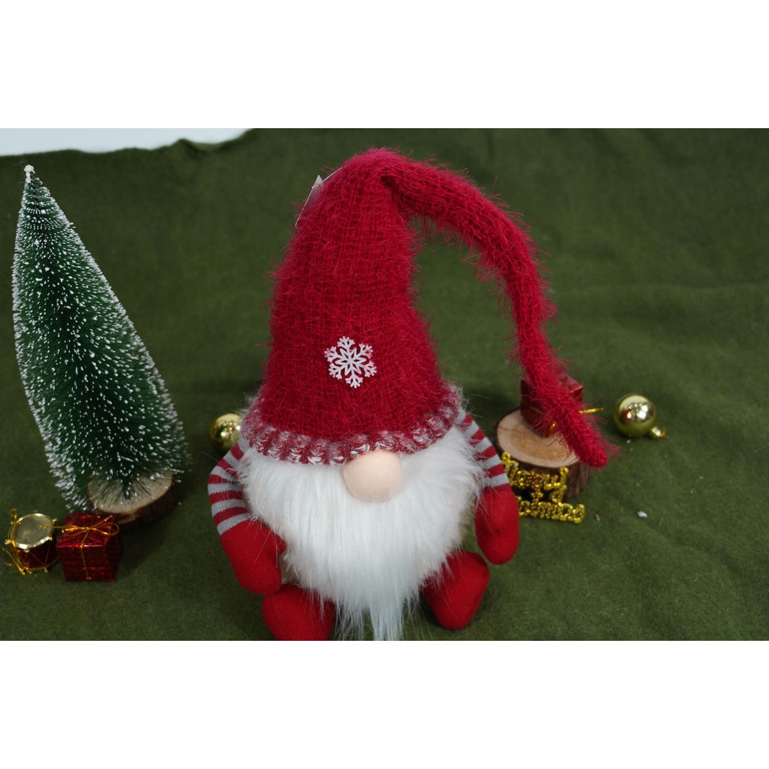 Ornament de Craciun spiridus, Flippy, gri/alb, textil, 58 cm-10