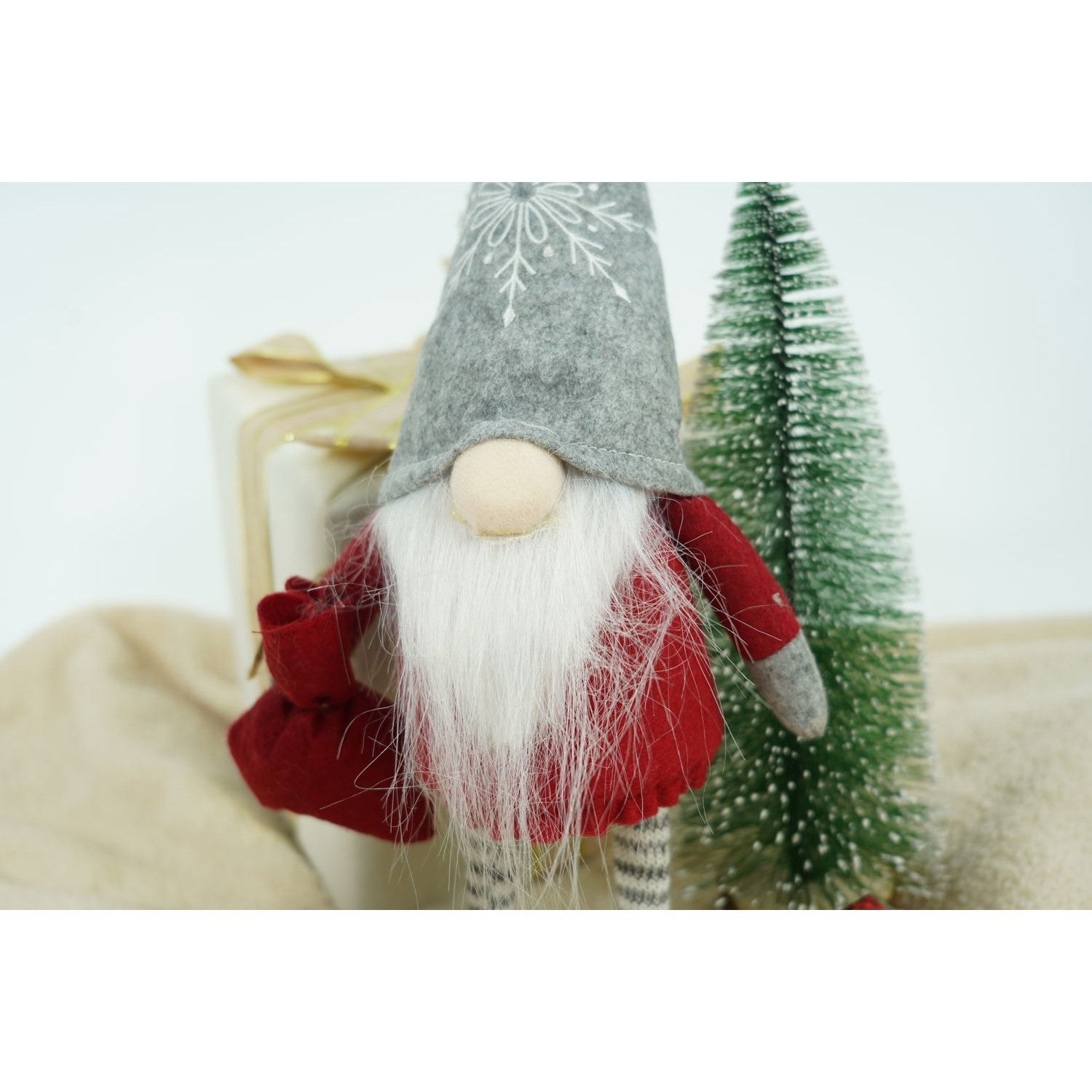 Ornament de Craciun spiridus, Flippy, rosu/alb, textil, 42 cm-4