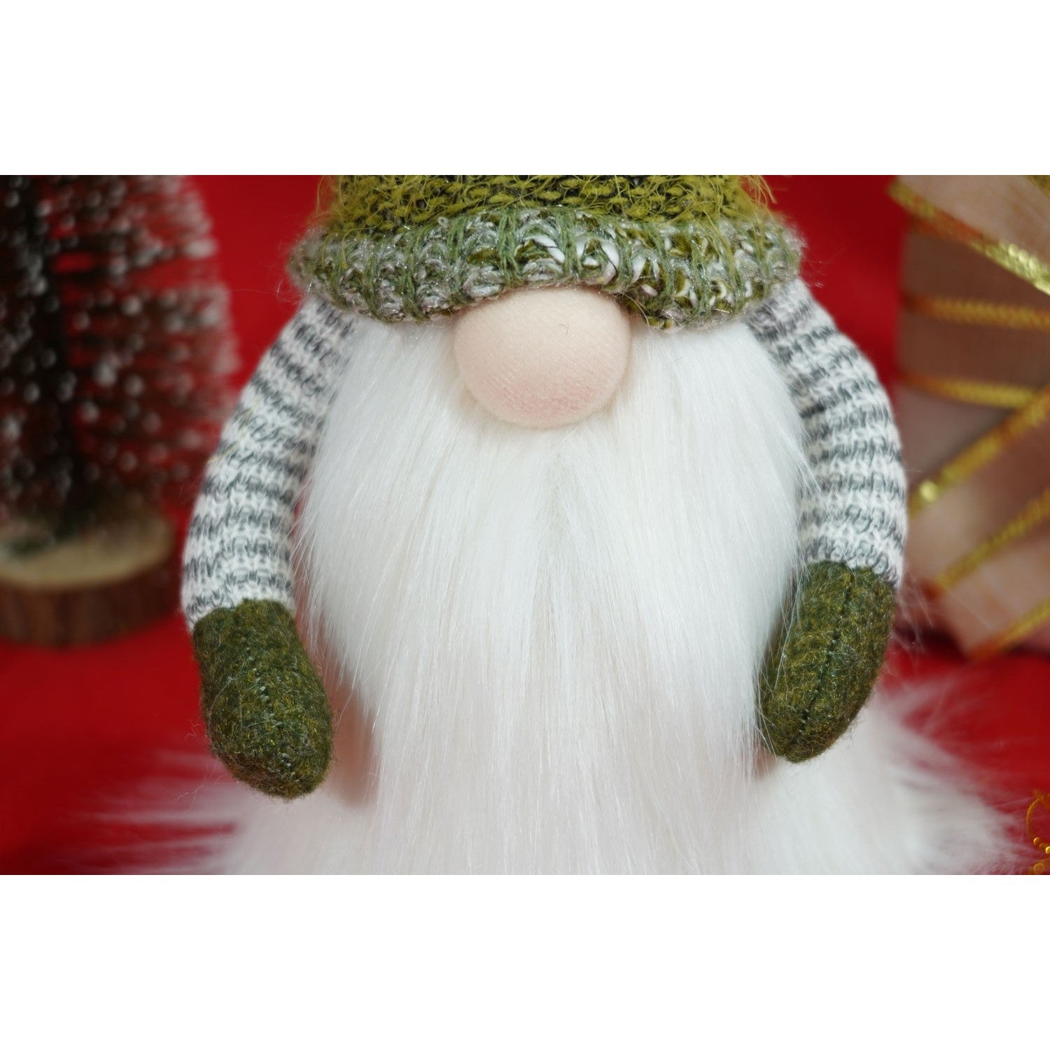 Ornament de Craciun spiridus, Flippy, verde/alb, textil, 53 cm-4