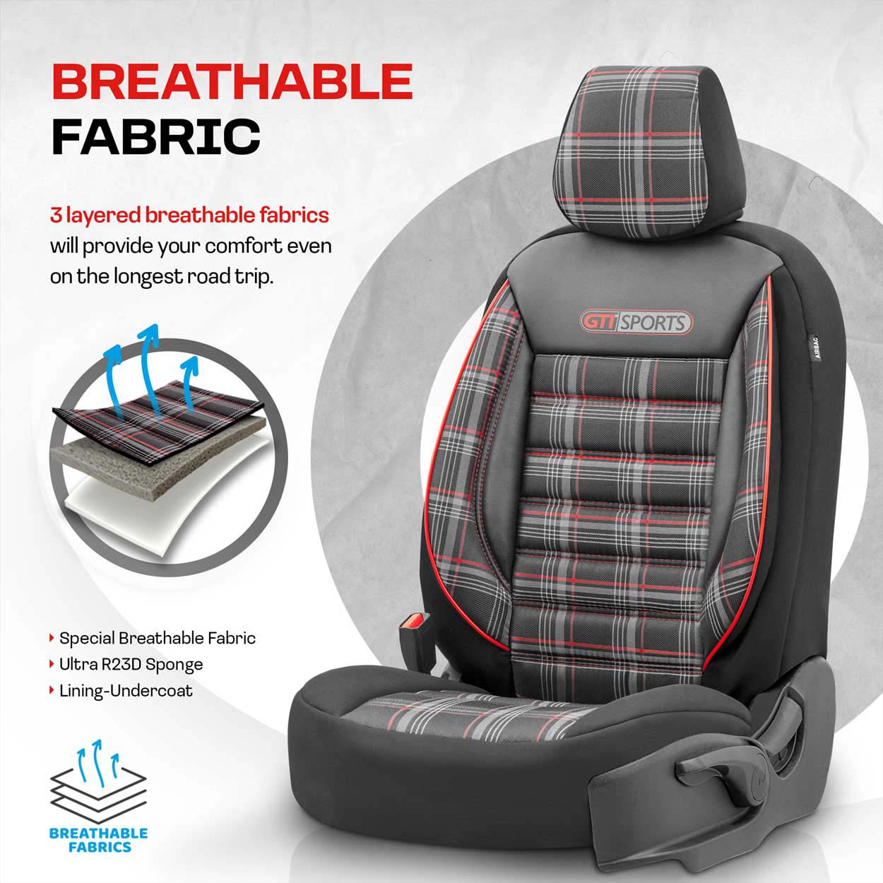 Set huse scaun auto PREMIUM, Universale, nefractionate, OTOM GTI SPORT 801-3