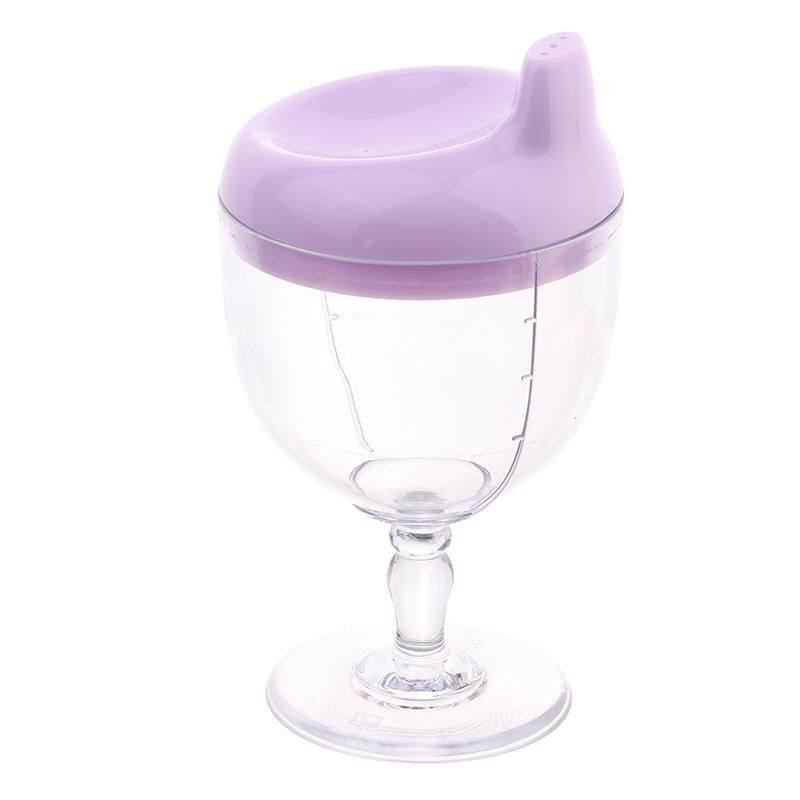 Pahar din Plastic Transparent cu Picior, Flippy, pentru Copii, 14 x 7.7 cm, cu Cioc Antiscurgere, + 3 Ani, Fara Maner, Mov-0