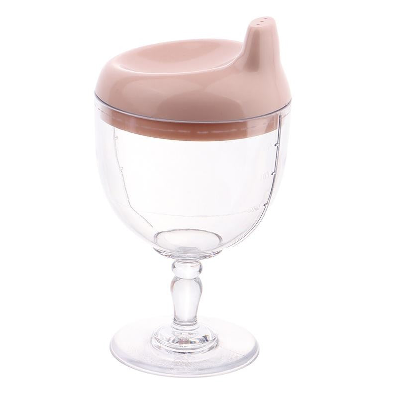 Pahar din Plastic Transparent cu Picior, Flippy, pentru Copii, 14 x 7.7 cm, cu Cioc Antiscurgere, + 3 Ani, Fara Maner, Roz-0