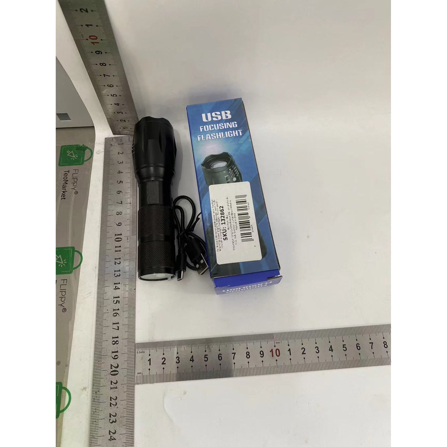 Lanterna Power Bank, Flippy, cu rază lungă de acțiune, super Luminoasa, T6 telescopic, zoom multi-funcție, Neagra-1