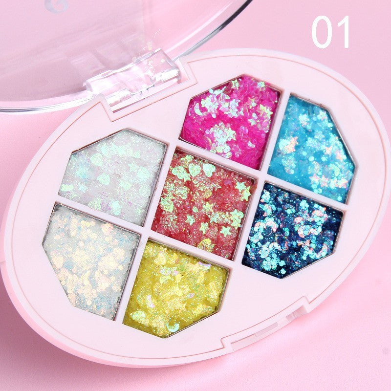 Paleta cu Glitter, Flippy, Varianta 1, 7 Nuante, Pentru Corp si Par, 50 g, Rezistent la Apa, 9.8 x 6.8 cm, Multicolor-2