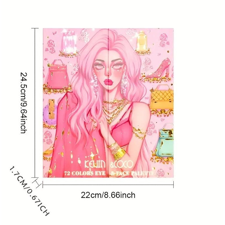 Paleta de farduri Kevin&Coco, 72 de culori, stil pliabil, conturing, iluminator, blush incluse, dreptunghiulara, 22 x 24.5 cm, 490 g, multicolor-5