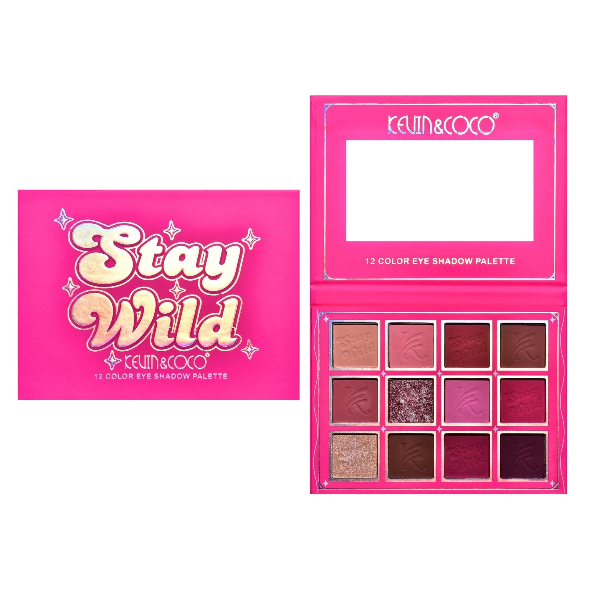 Paleta de Machiaj, KEVIN & COCO, Stay Wild. Fard de Pleoape, 12 culori, 13.6 x 10.4 x 0.9 cm-4