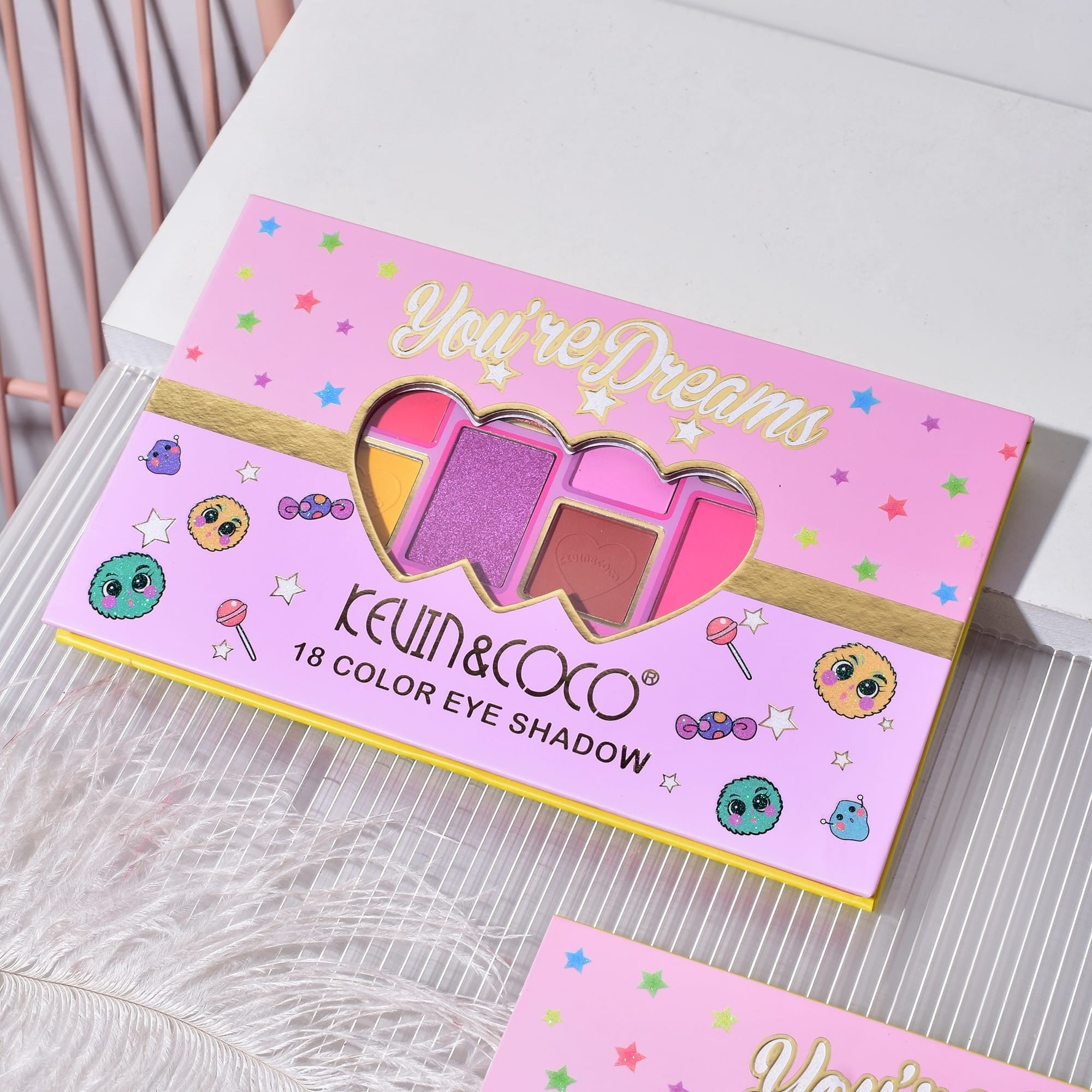 Palete de Machiaj, KEVIN & COCO, Candy Star. Fard de Pleoape, 18 culori, 19.3 x 12 x 1.4 cm-1