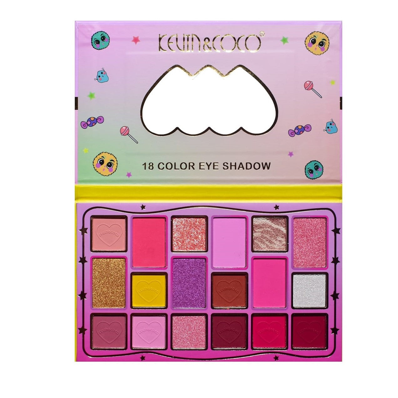 Palete de Machiaj, KEVIN & COCO, Candy Star. Fard de Pleoape, 18 culori, 19.3 x 12 x 1.4 cm-4
