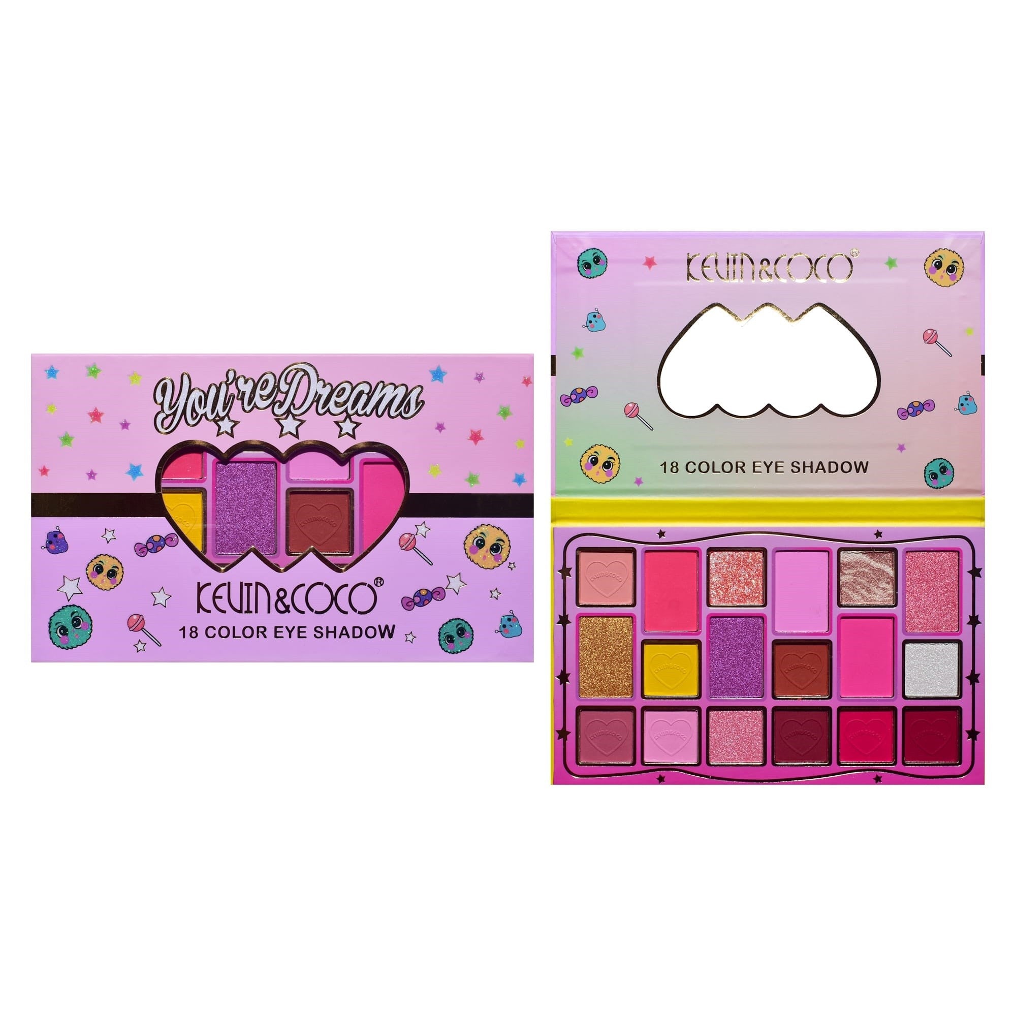 Palete de Machiaj, KEVIN & COCO, Candy Star. Fard de Pleoape, 18 culori, 19.3 x 12 x 1.4 cm-6
