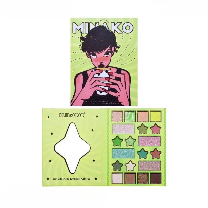 Paleta de Machiaj, KEVIN&COCO, 20 Culori Green Girl, Fard de Pleoape si Blush, Verde-5