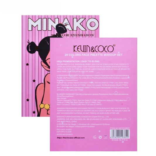 Paleta de Machiaj, KEVIN&COCO, 20 Culori Pink Girl, Fard de Pleoape si Blush, Roz-1