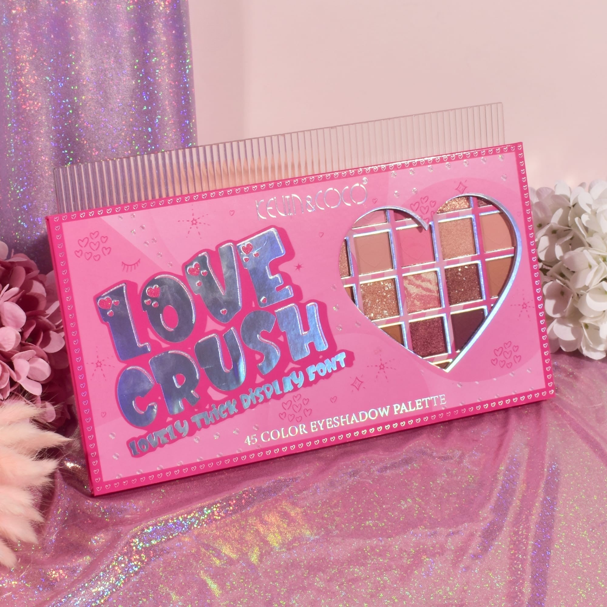 Palete de Machiaj, KEVIN & COCO, Love Crush, Fard de Pleoape, 45 culori, 30.3 x 16.5 cm-1